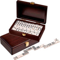 Philos domino dubbel 9 walnoten box 20x12,5cm
