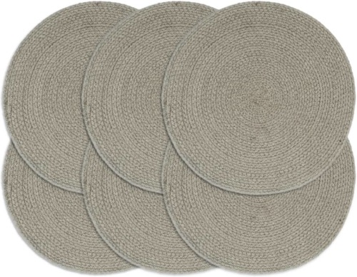 VidaXL Placemats 6 st rond 38 cm katoen effen grijs
