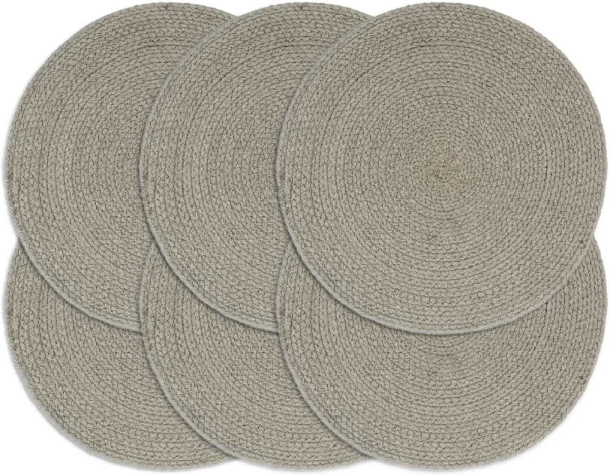 VidaXL Placemats 6 st rond 38 cm katoen effen grijs