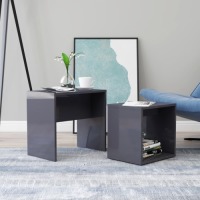 VidaXL Salontafelset 48x30x45 cm spaanplaat hoogglans grijs