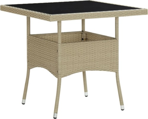 VidaXL Tuintafel poly rattan en glas beige