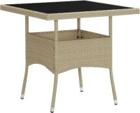 VidaXL Tuintafel poly rattan en glas beige