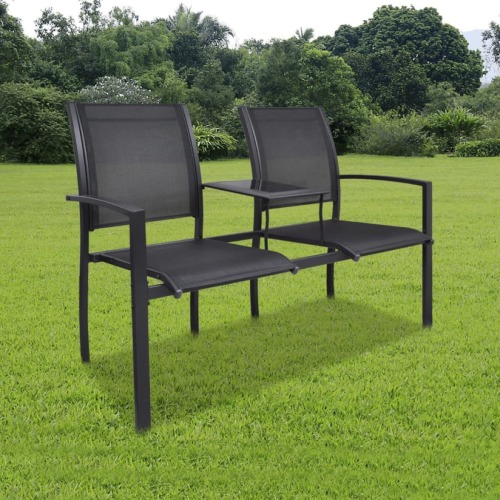 VidaXL Tuinbank tweezits 131 cm staal en textileen zwart