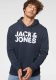 Jack & Jones ESSENTIALS hoodie met logo opdruk marine