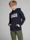 Jack & Jones JUNIOR hoodie Corp met logo donkerblauw/wit