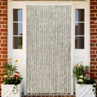 VidaXL Vliegengordijn 100x220 cm chenille licht- en donkergrijs