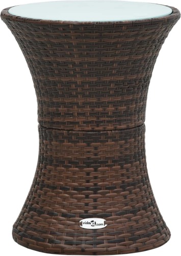 VidaXL Tuinbijzettafel trommelvormig poly rattan bruin