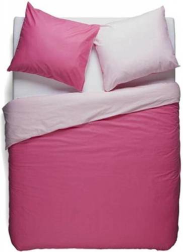 Snoozing Two Tone flanel dekbedovertrek - Lits-jumeaux (270x200/220 cm + 2 slopen) - Flanel - Fuchsia/Roze