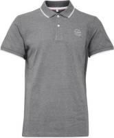 Blend slim fit polo met contrastbies grijs melange