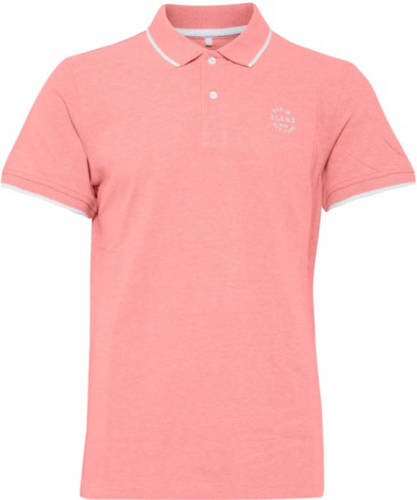 Blend slim fit polo met contrastbies roze