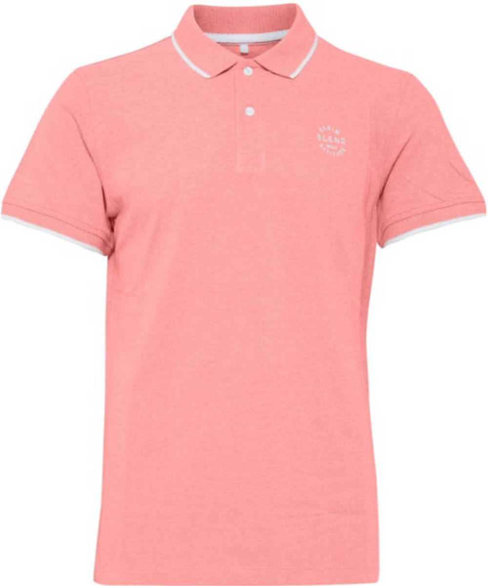 Blend slim fit polo met contrastbies roze