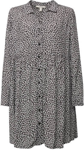 Esprit edc Women jurk met all over print zwart/wit