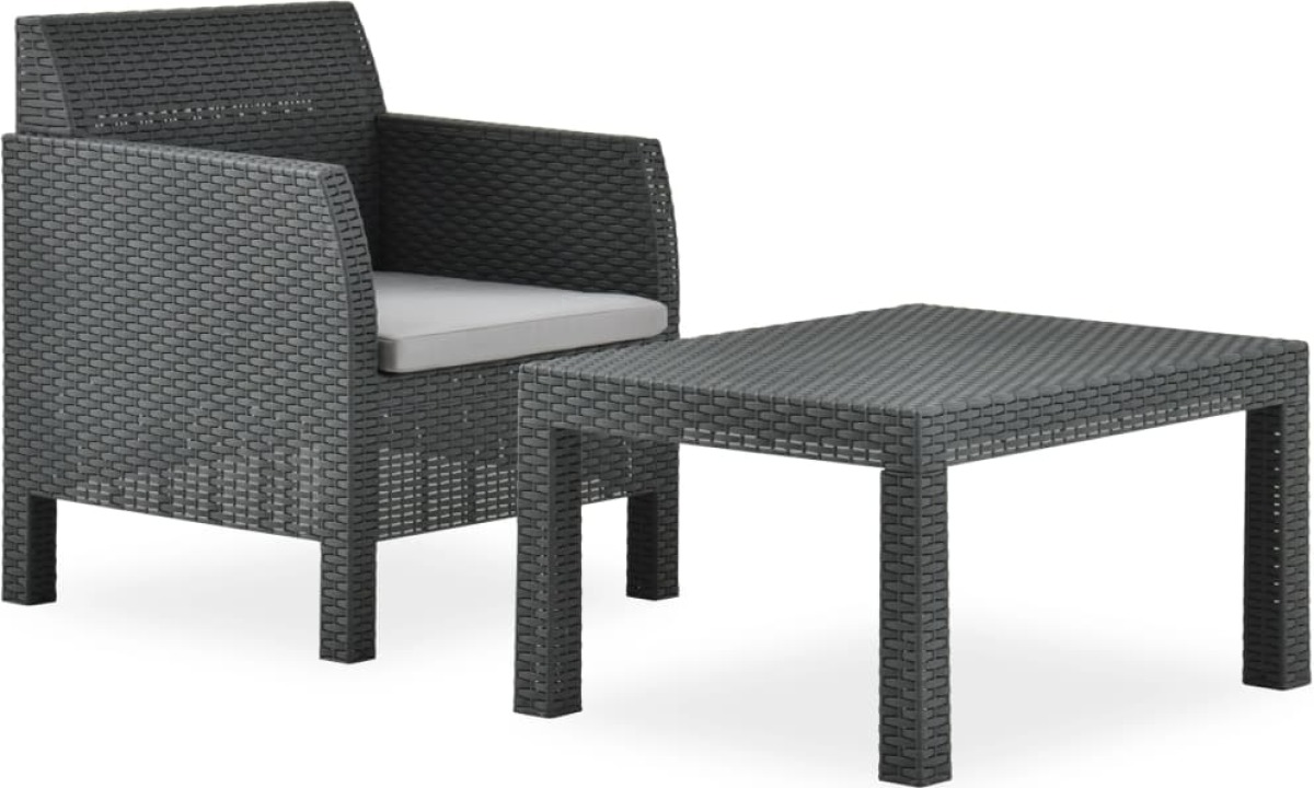 VidaXL 2-delige Loungeset met kussen PP antraciet