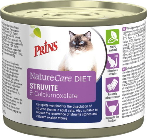 6x Prins Prins NatureCare Diet Struvite&Calciumoxalate Kat Natvoer 200 gr