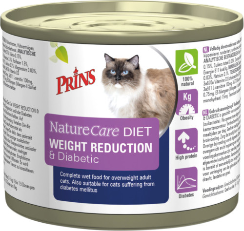 6x Prins Prins NatureCare Diet Weight Reduction&Diabetic Kat Natvoer 200 gr