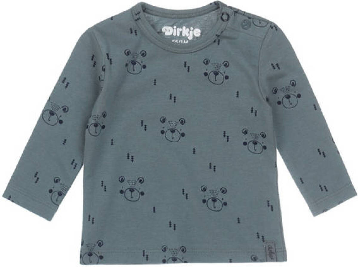 Dirkje longsleeve met biologisch katoen grijsgroen/donkerblauw
