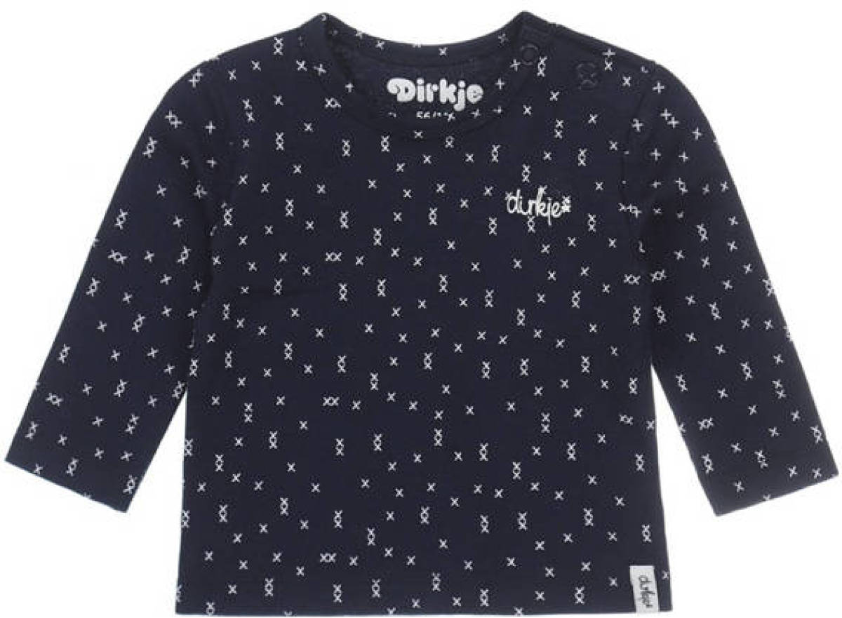 Dirkje longsleeve met biologisch katoen donkerblauw/wit