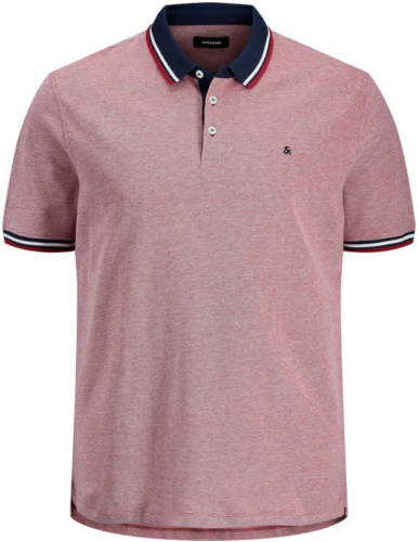 JACK & JONES PLUS SIZE regular fit polo met contrastbies Plus Size rozerood