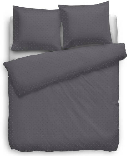 Heckett & Lane dekbedovertrek Puntini - antraciet - 140x220 cm