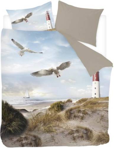 Snoozing Lighthouse flanel dekbedovertrek - Lits-jumeaux (240x200/220 cm + 2 slopen) - Flanel - Taupe