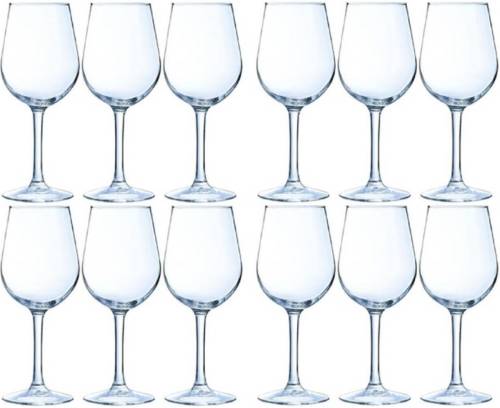 Merkloos 12x Luxe wijnglazen voor rode wijn 370 ml - 37 cl - Rode wijn glazen - Wijn drinken - Wijnglazen van glas