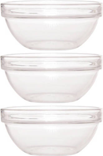 Luminarc 3x Glazen schaal/kom 23 cm - Sla/salade serveren - Schalen/kommen van glas - Keukenbenodigdheden