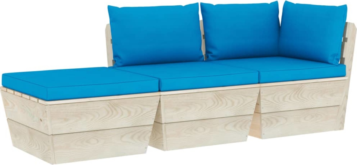VidaXL 3-delige Loungeset met kussens pallet vurenhout