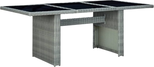 VidaXL Tuintafel poly rattan en gehard glas lichtgrijs