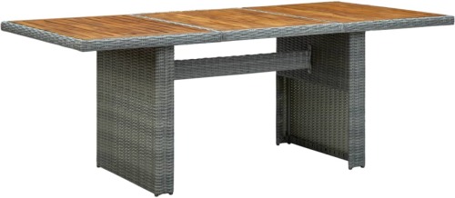 VidaXL Tuintafel poly rattan en massief acaciahout lichtgrijs