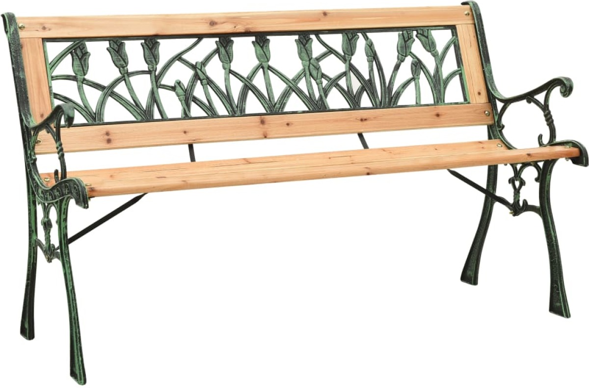 VidaXL Tuinbank 122 cm gietijzer en massief vurenhout
