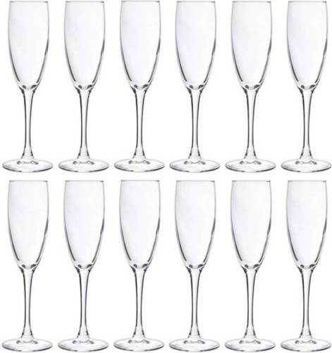 Cosy and Trendy 12x Champagneglazen/flutes 190 ml - 19 cl - Champagne glazen - Champagne drinken - Champagneglazen van glas