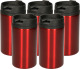 Merkloos 5x Warmhoudbekers metallic/warm houd bekers rood 320 ml - RVS Isoleerbekers/thermosbekers voor onderweg