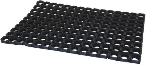 Merkloos 2x Deurmatten rubber zwart 60 x 40 x 2.3 cm - buitenmatten