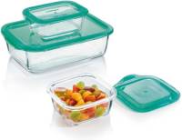 Luminarc Keep 'n Box vershoudbak glas - groen - Set-3