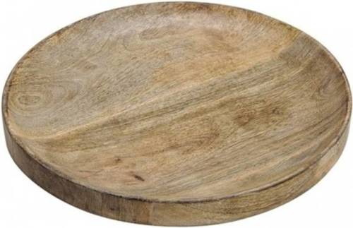 Merkloos Luxe serveerplank/dienblad rond van hout 30 cm - Houten dienbladen - Plankjes voor hapjes en kaarsen