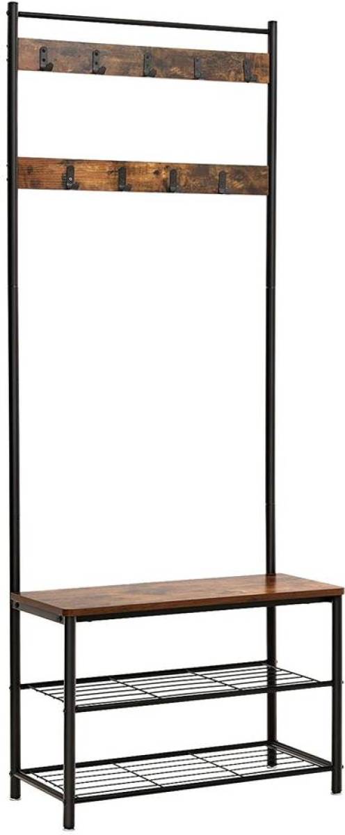 Home Living Kapstok garderoberek xl met schoenenrek 6 paar kapstokken 9 haken 70x32x175cm met stelpoten