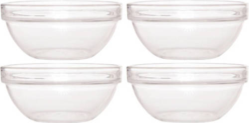 Luminarc 4x Glazen schaal/kom 23 cm - Sla/salade serveren - Schalen/kommen van glas - Keukenbenodigdheden
