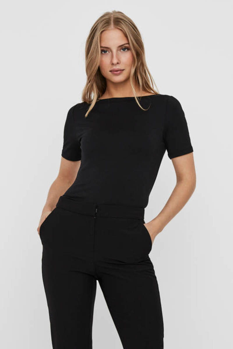 VERO MODA top VMPANDA met biologisch katoen zwart