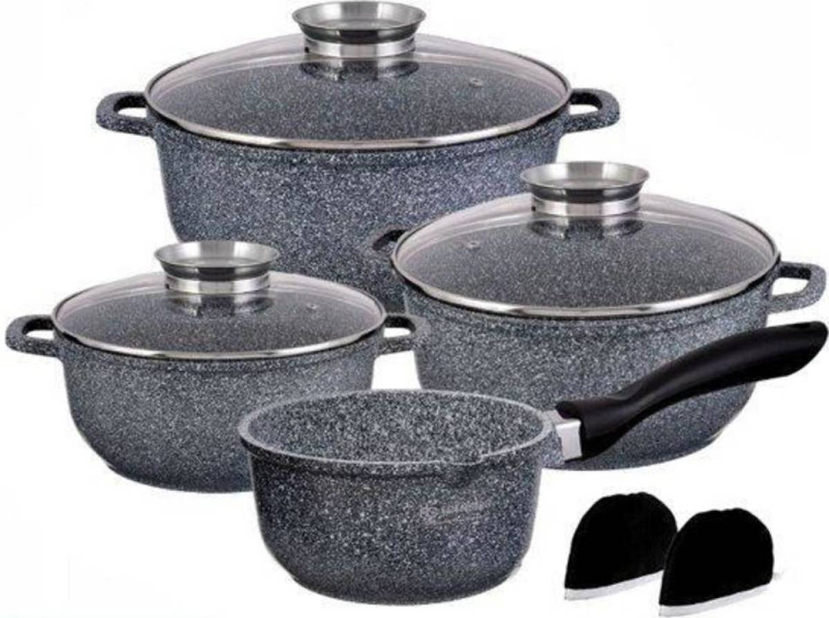 EDENBERG pannenset - 9 delig - met 2 mini pannenlapjes en aroma dop - EB-8010