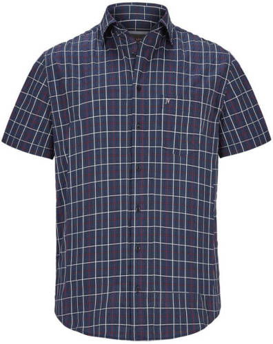 Jan Vanderstorm geruit regular fit overhemd FEELIKS Plus Size donkerblauw