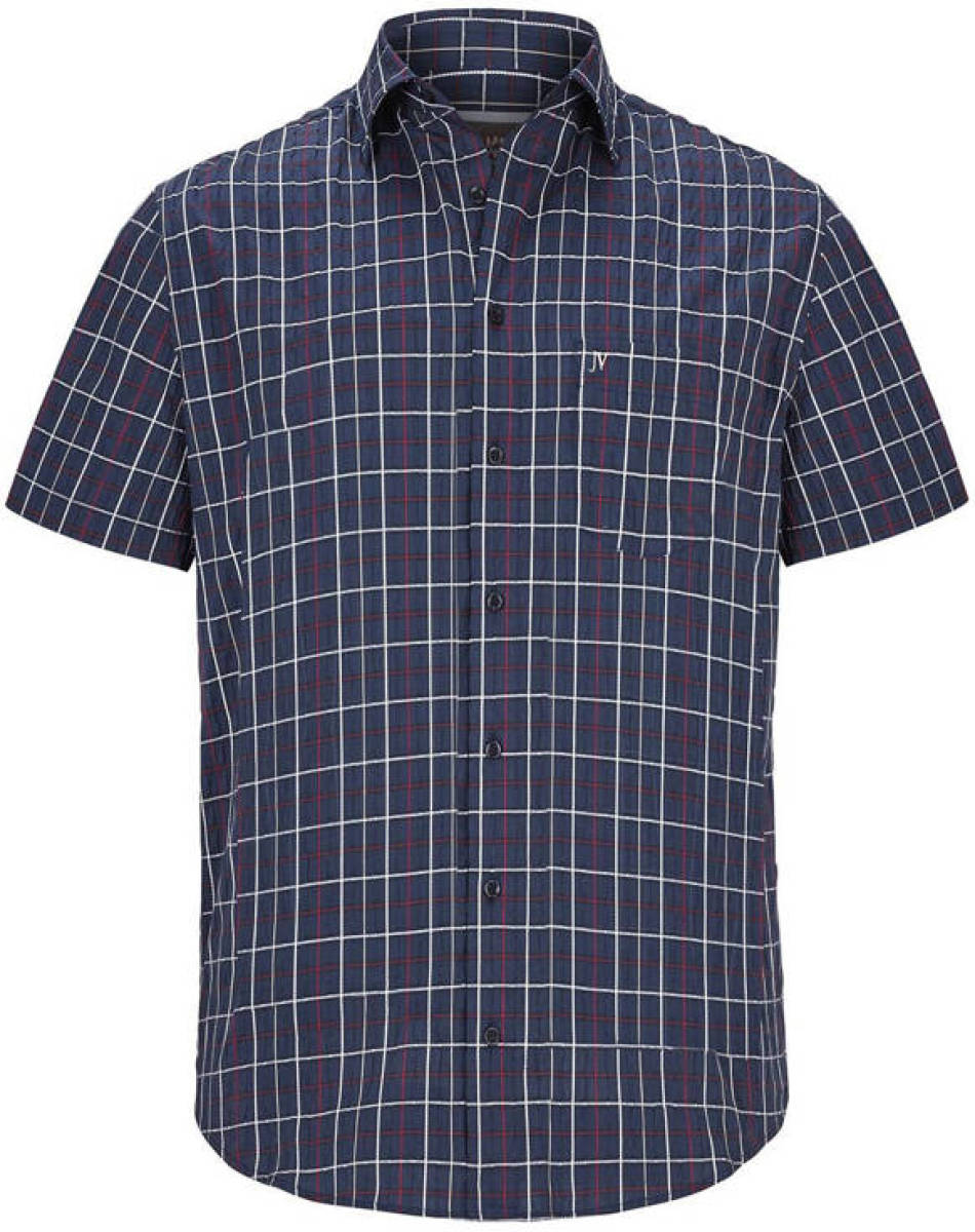Jan Vanderstorm geruit regular fit overhemd FEELIKS Plus Size donkerblauw