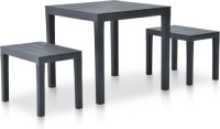 VidaXL Tuintafel met 2 banken kunststof antraciet