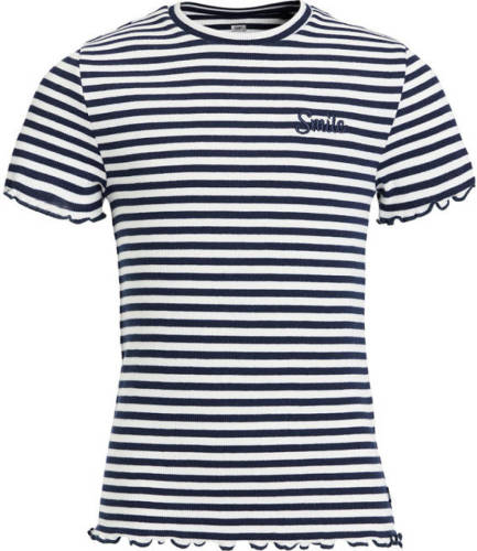 WE Fashion gestreept T-shirt donkerblauw/wit