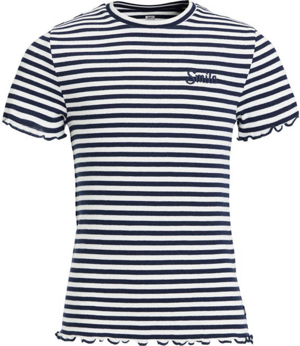 WE Fashion gestreept T-shirt donkerblauw/wit