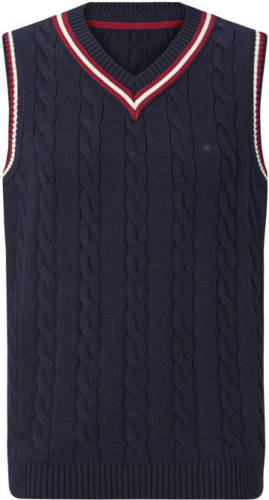 Charles Colby kabelgilet CONSTANTINE Plus Size met contrastbies donkerblauw