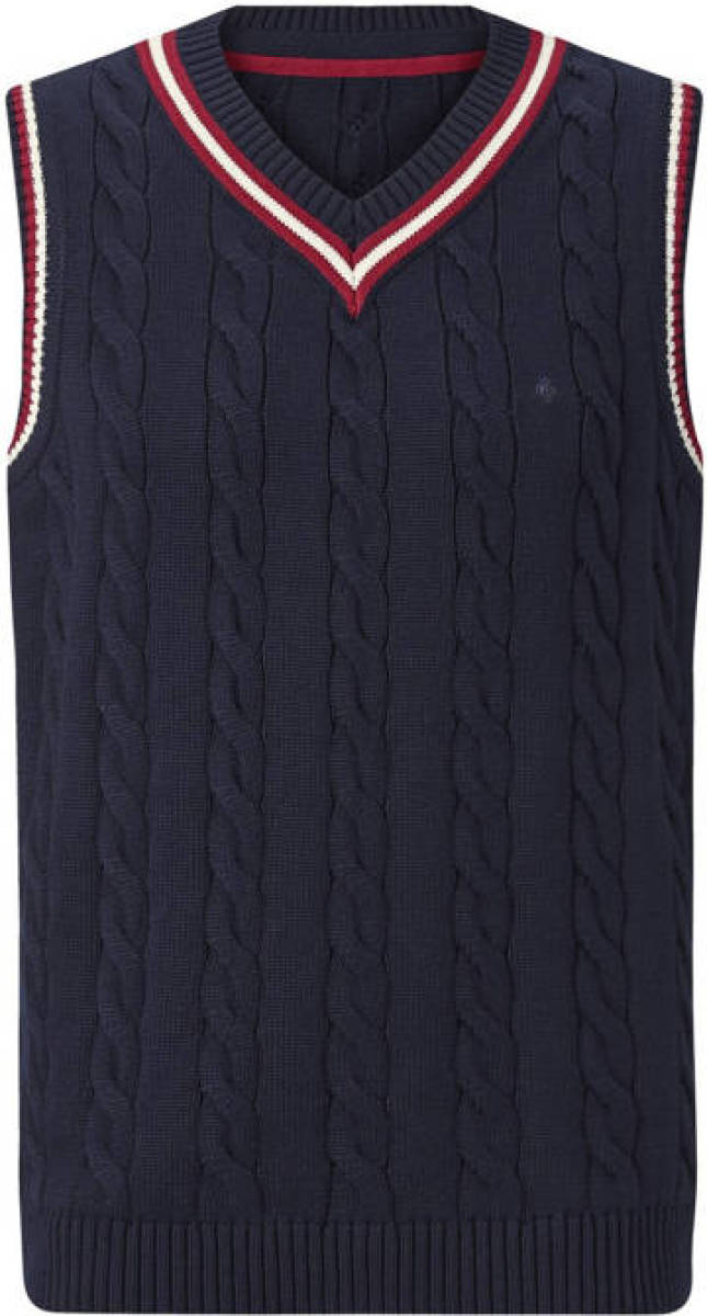 Charles Colby kabelgilet CONSTANTINE Plus Size met contrastbies donkerblauw