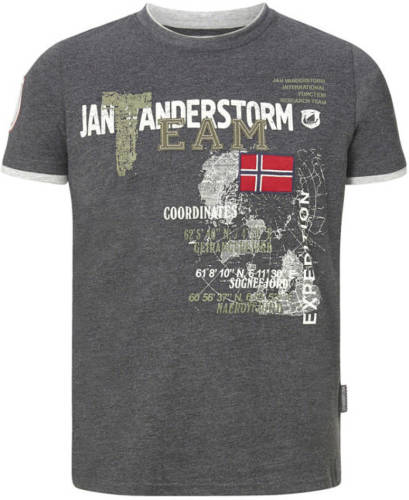 Jan Vanderstorm T-shirt Plus Size SÖLVE met printopdruk grijs
