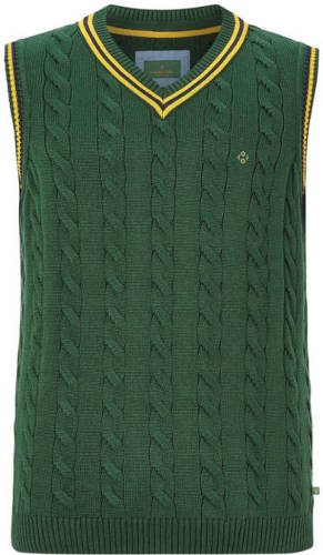 Charles Colby kabelgilet CONSTANTINE Plus Size met contrastbies donkergroen