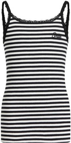 WE Fashion singlet met borduursels wit/zwart