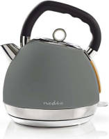 Nedis Elektrische retro fluitketel design waterkoker 1.8 Liter 2200 watt Soft-touch grijs
